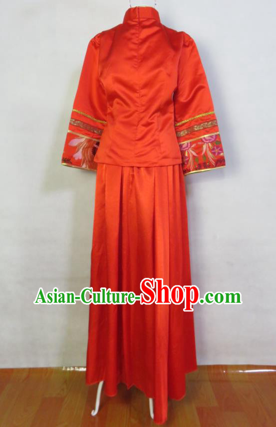 China Wedding Garment Costumes Classical Red Cheongsam Dress Traditional Xiuhe Suits Bride Toasting Clothing