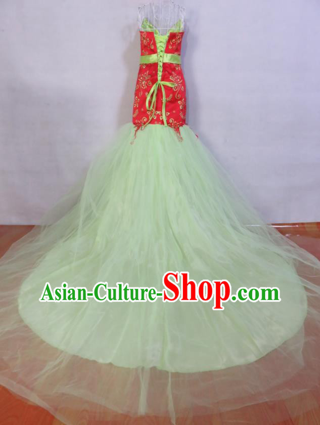 Custom Modern Dance Fashion Costume Bride Fishtail Full Dress Photography Clothing Wedding Dress