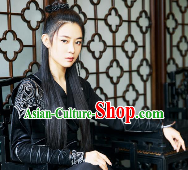China Ancient Swordswoman Black Hanfu Clothing Classical Dance Clothing Female Knight Garment Costumes