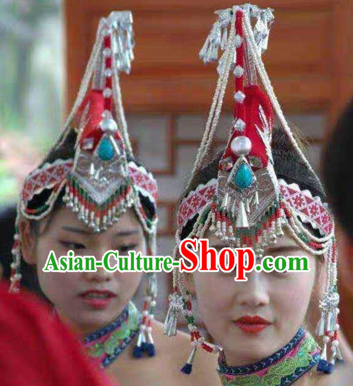 China Ethnic Performance Headdress She Nationality Folk Dance Tassel Hat Guangdong Minority Bride Headwear