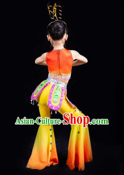 China Classical Dance Garment Costumes Children Flying Apsaras Dance Dress Drum Dance Outfits Girl Performance Clothing