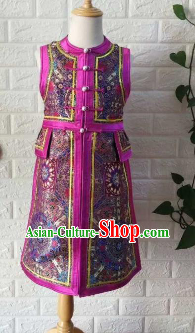 Chinese Mongolian Girl Festival Attire Mongol Nationality Stage Performance Robe Ethnic Children Dress Clothing