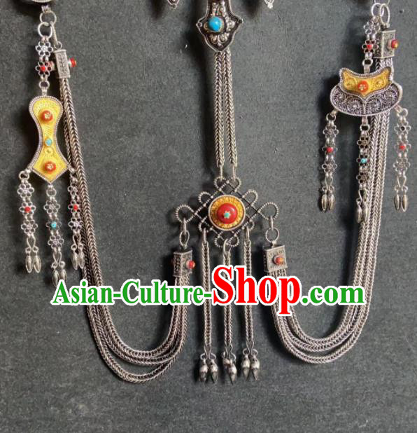 Handmade China Zang Nationality Waist Chain Accessories Ethnic Wedding Cupronickel Belt Pendant Tibetan Robe Waistband