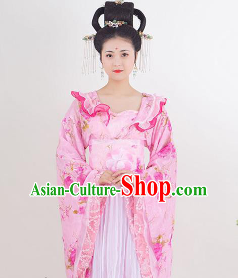 China Traditional Palace Lady Garment Costumes Ancient Princess Pink Hanfu Dress Tang Dynasty Court Beauty Historical Clothing