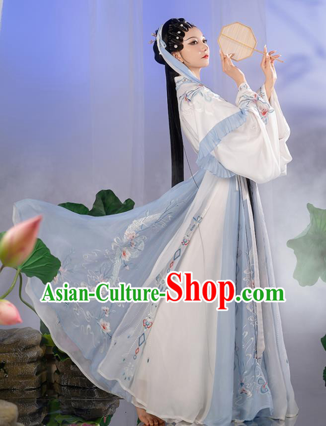 China Ancient Young Beauty Hanfu Dress Jin Dynasty Historical Clothing Traditional Court Princess Garment Costumes