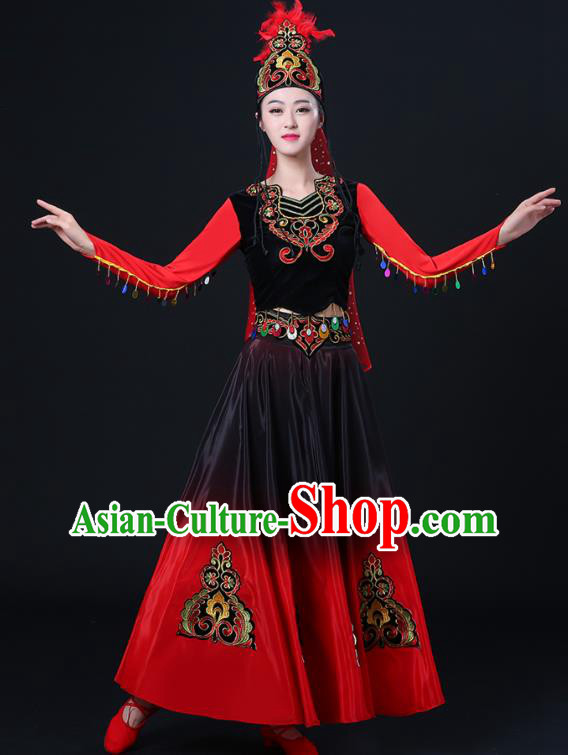 Chinese Uyghur Nationality Dance Dress Outfits Uighur Minority Opening Dance Clothing Xinjiang Ethnic Female Performance Costumes