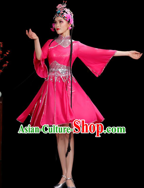 Professional China Women Group Dance Costumes Jazz Performance Garments Modern Dance Clothing Opening Dance Rosy Dress