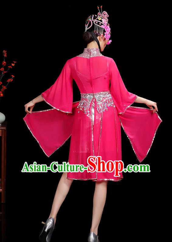 Professional China Women Group Dance Costumes Jazz Performance Garments Modern Dance Clothing Opening Dance Rosy Dress