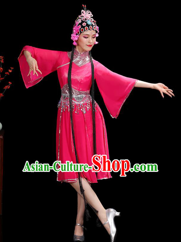 Professional China Women Group Dance Costumes Jazz Performance Garments Modern Dance Clothing Opening Dance Rosy Dress