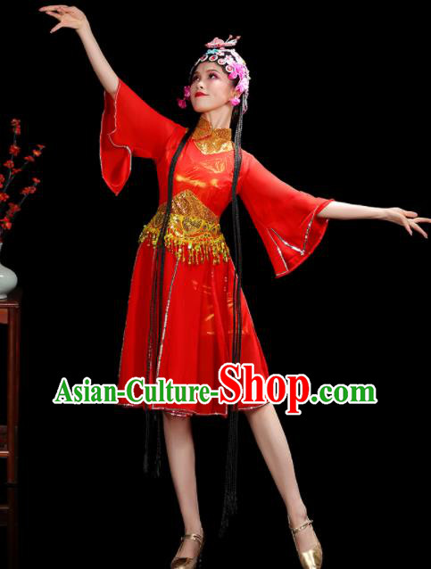 Professional China Opening Dance Red Dress Women Group Dance Costumes Jazz Performance Garments Modern Dance Clothing