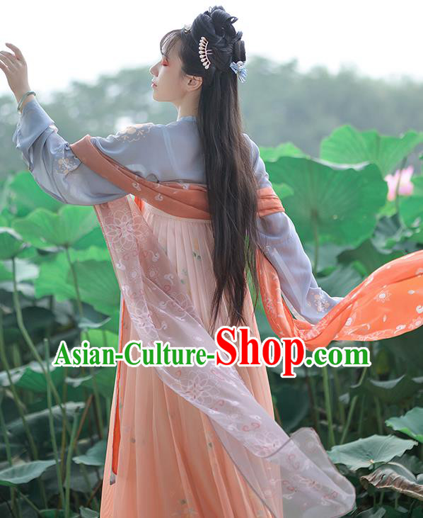 China Traditional Tang Dynasty Young Lady Hanfu Dress Clothing Ancient Historical Garment Costumes