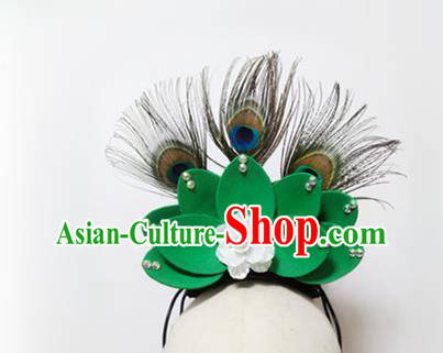 China Folk Dance Hair Clasp Ethnic Peacock Dance Feather Hair Crown Dai Uyghur Nationality Dance Hair Accessories