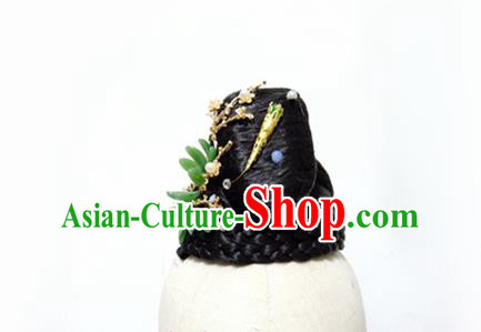 Chinese Stage Performance Hairpieces Traditional Jasmine Flower Dance Wigs Chignon Classical Dance Hair Accessories Fan Dance Headdress