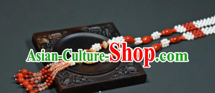 China Ancient Palace Lady Necklace Accessories Qing Dynasty Empress Necklet Handmade Pearls Jewelry
