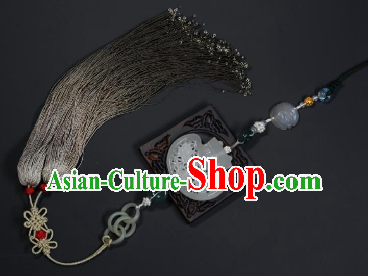China Ancient Swordsman Tassel Jade Pendant Traditional Hanfu Waist Accessories Handmade Belt Sachet