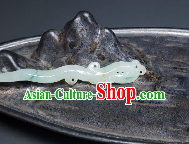 Chinese Handmade Jade Carving Phoenix Hair Stick Ancient Empress Hairpin Traditional Qipao Dress Headwear