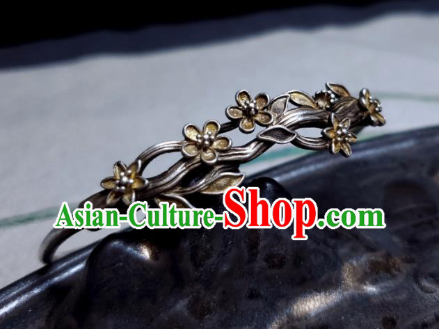 China Traditional Wristlet Accessories Handmade Silver Bangle Jewelry Ancient Minguo Bells Bracelet