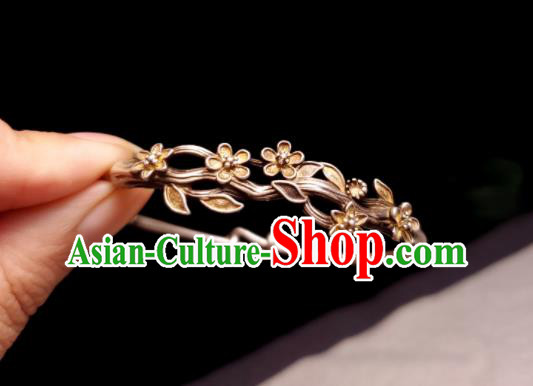 China Traditional Wristlet Accessories Handmade Silver Bangle Jewelry Ancient Minguo Bells Bracelet