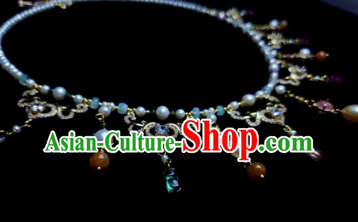China Tang Dynasty Queen Necklet Handmade Pearls Jewelry Ancient Empress Necklace Accessories