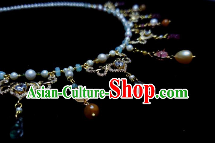 China Tang Dynasty Queen Necklet Handmade Pearls Jewelry Ancient Empress Necklace Accessories
