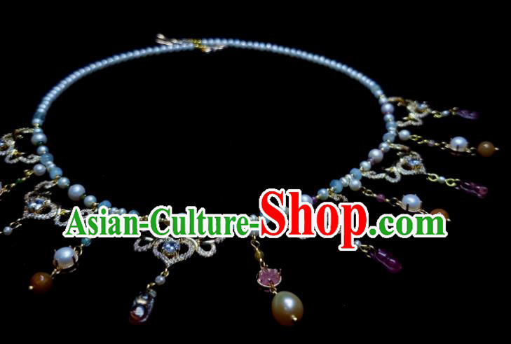 China Tang Dynasty Queen Necklet Handmade Pearls Jewelry Ancient Empress Necklace Accessories