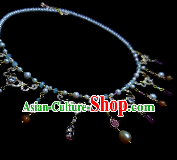 China Tang Dynasty Queen Necklet Handmade Pearls Jewelry Ancient Empress Necklace Accessories