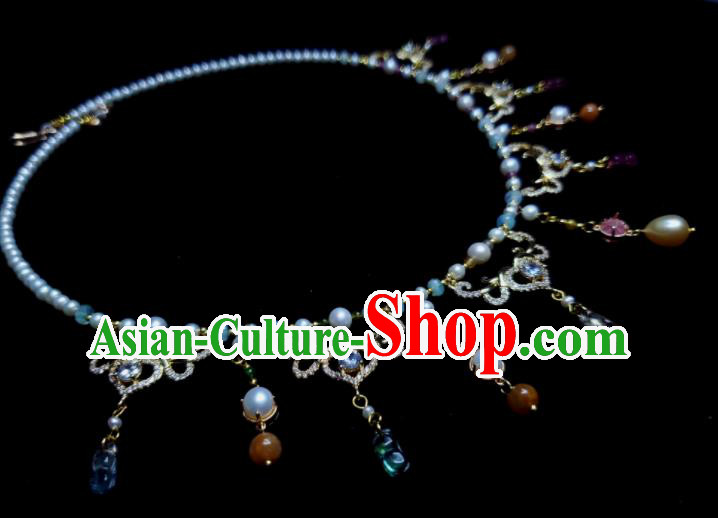 China Tang Dynasty Queen Necklet Handmade Pearls Jewelry Ancient Empress Necklace Accessories