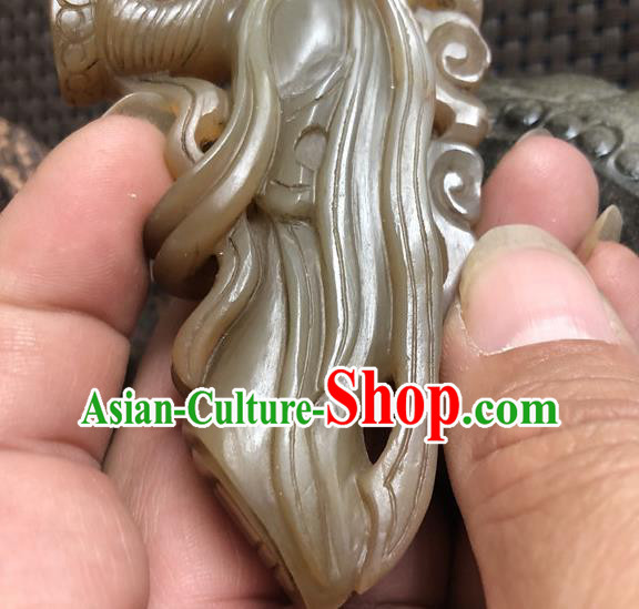 China Traditional Jade Craft Flying Apsaras Jade Sculpture Handmade Agate Carving Accessories
