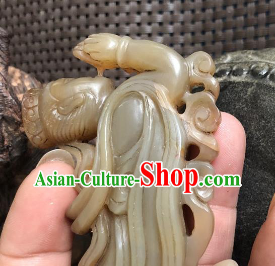 China Traditional Jade Craft Flying Apsaras Jade Sculpture Handmade Agate Carving Accessories