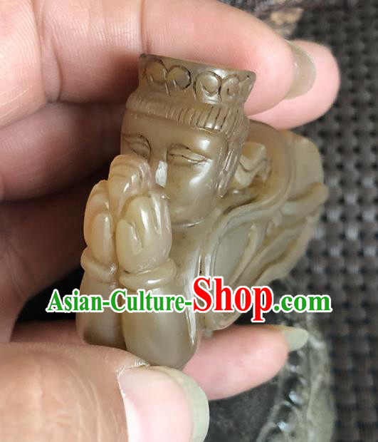 China Traditional Jade Craft Flying Apsaras Jade Sculpture Handmade Agate Carving Accessories