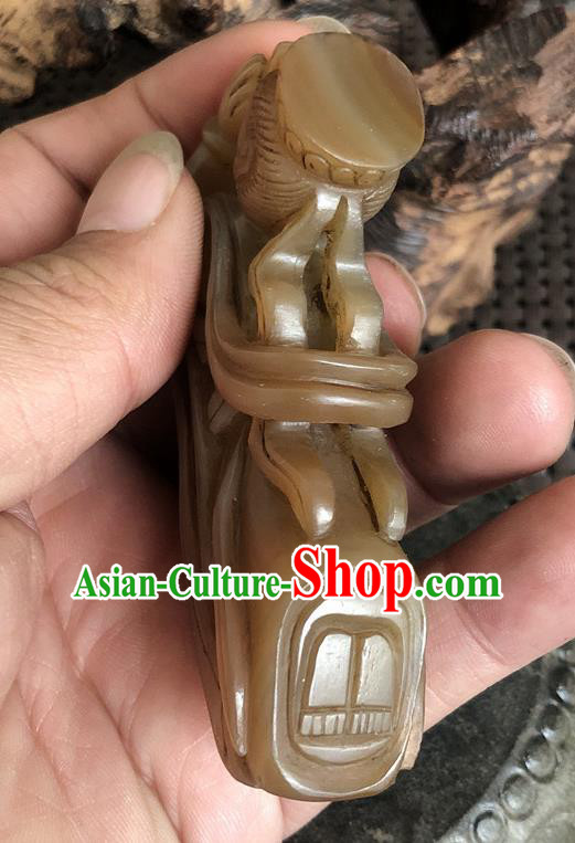 China Traditional Jade Craft Flying Apsaras Jade Sculpture Handmade Agate Carving Accessories