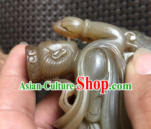 China Traditional Jade Craft Flying Apsaras Jade Sculpture Handmade Agate Carving Accessories