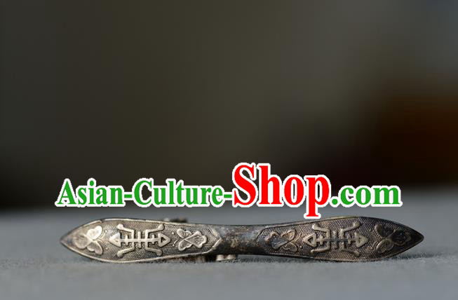 Chinese Ancient Imperial Consort Silver Hairpin Traditional Great Wing Hair Accessories Handmade Qing Dynasty Court Woman Hair Crown