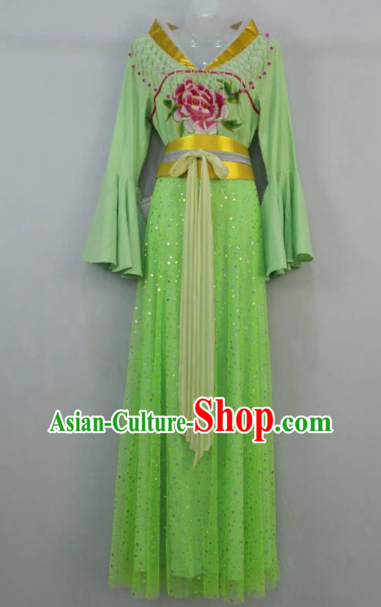 Chinese Traditional Huangmei Opera Actress Clothing Beijing Opera Diva Green Dress Outfits Ancient Fairy Garment Costumes