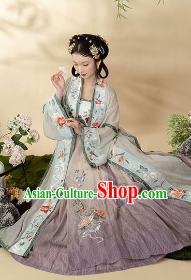 China Song Dynasty Nobility Infanta Historical Clothing Ancient Royal Princess Apparels Traditional Hanfu Dress Garments