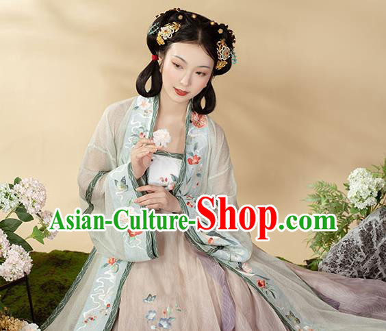 China Song Dynasty Nobility Infanta Historical Clothing Ancient Royal Princess Apparels Traditional Hanfu Dress Garments