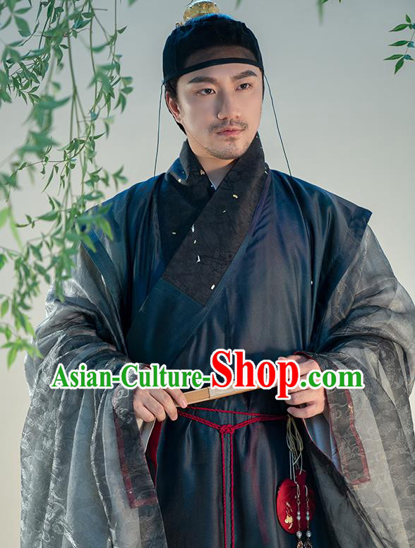 China Ancient Male Garment Costumes Traditional Ming Dynasty Swordsman Historical Hanfu Clothing