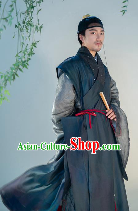 China Ancient Male Garment Costumes Traditional Ming Dynasty Swordsman Historical Hanfu Clothing