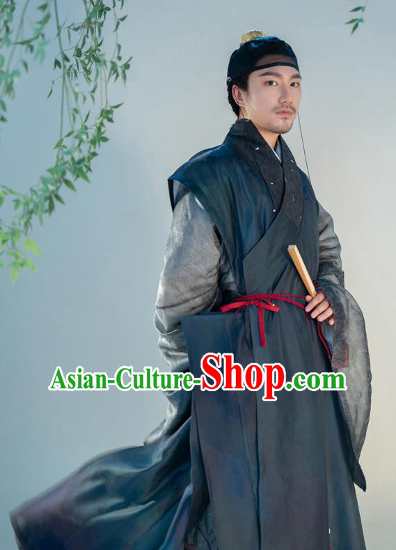 China Ancient Male Garment Costumes Traditional Ming Dynasty Swordsman Historical Hanfu Clothing