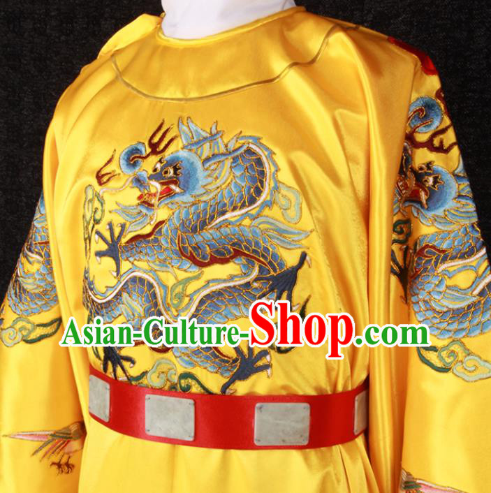 China Traditional Embroidered Yellow Imperial Robe Clothing Ming Dynasty Emperor Golden Uniforms Ancient Royal Lord Garment Costumes and Hat