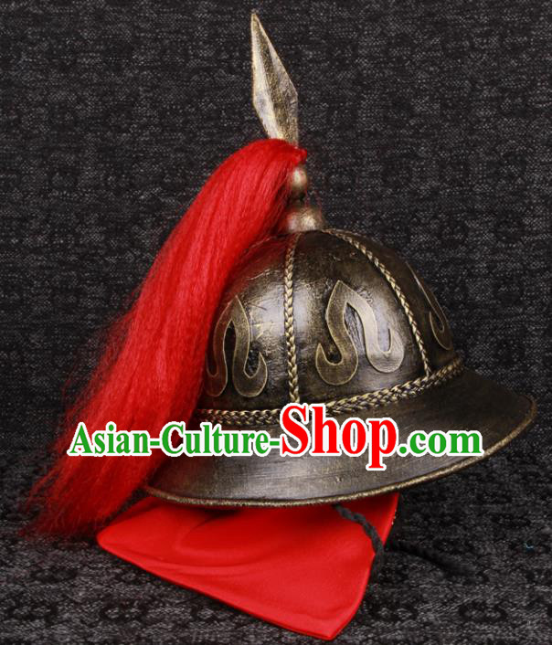 Chinese Ancient General Headdress Traditional Drama Military Officer Helmet Ming Dynasty Soldier Hat