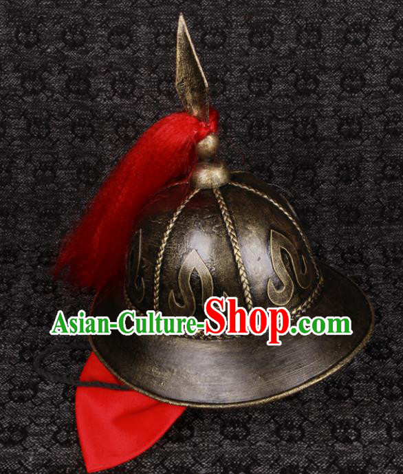 Chinese Ancient General Headdress Traditional Drama Military Officer Helmet Ming Dynasty Soldier Hat