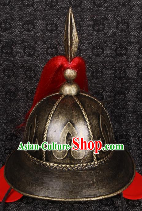 Chinese Ancient General Headdress Traditional Drama Military Officer Helmet Ming Dynasty Soldier Hat