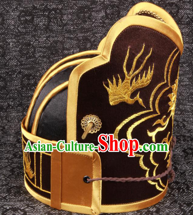 Chinese Ancient Civil Official Headdress Traditional Drama Fiesta Headwear Ming Dynasty Scholar Hat
