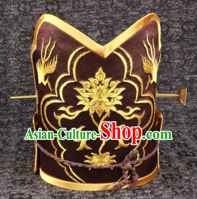Chinese Ancient Civil Official Headdress Traditional Drama Fiesta Headwear Ming Dynasty Scholar Hat