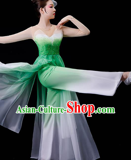China Jasmine Flower Dance Garment Costumes Umbrella Dance Clothing Stage Performance Fashion Uniforms Classical Dance Green Dress