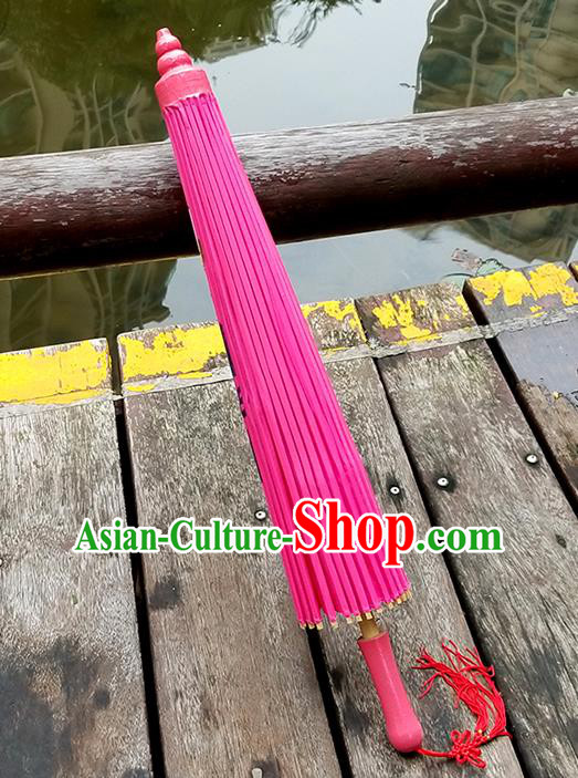 Chinese Traditional Hanfu Bumbershoot Dance Prop Hand Painting Peony Umbrella Classical Umbrellas Pink Silk Umbrella