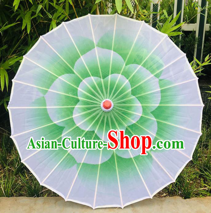 Chinese Classical Dance Umbrella Opening Dance Umbrella Green Jasmine Flower Umbrellas Stage Performance Umbrella Traditional Silk Bumbershoot