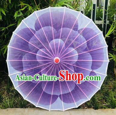 Chinese Jasmine Flower Dance Umbrella Handmade Purple Umbrellas Stage Performance Umbrella Traditional Silk Bumbershoot Classical Dance Umbrella