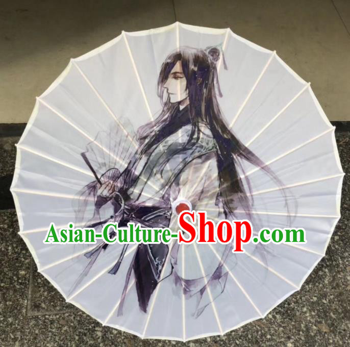 Chinese Handmade Silk Umbrellas Ink Painting Cartoon Umbrella Classical Umbrella Traditional Performance Umbrella